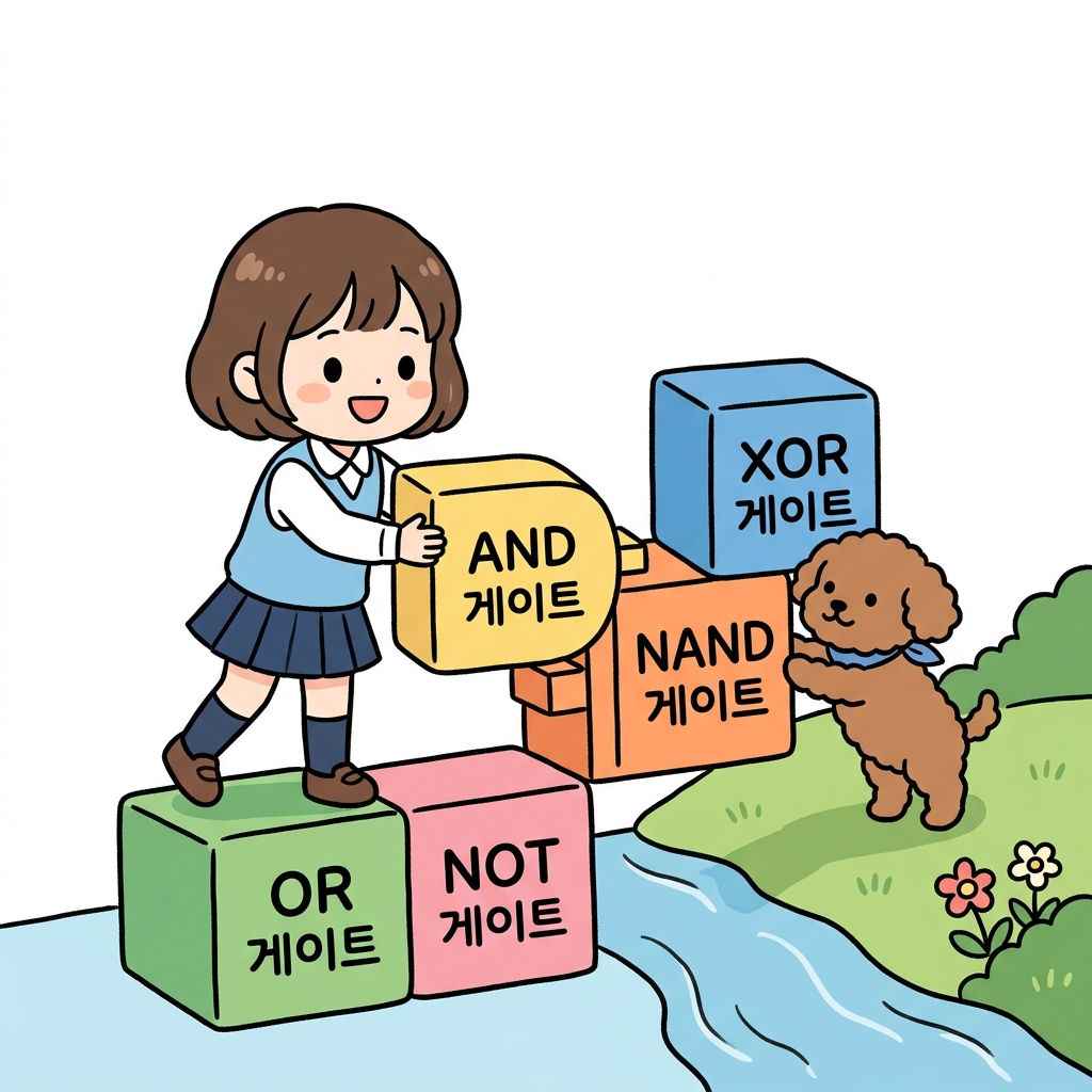 블록 쌓는 도로시와 토토