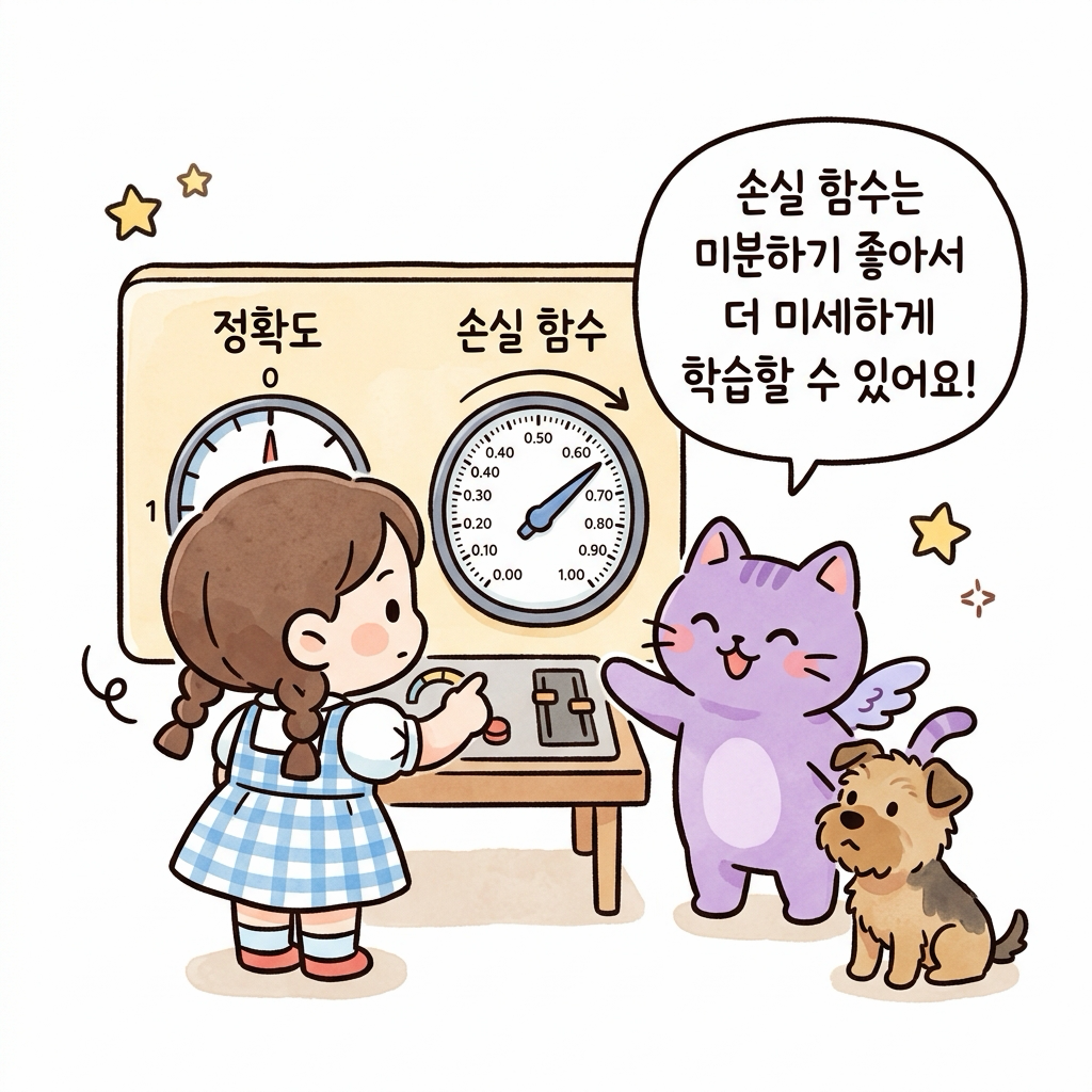 정확도 다이얼과 손실 함수 다이얼의 비교