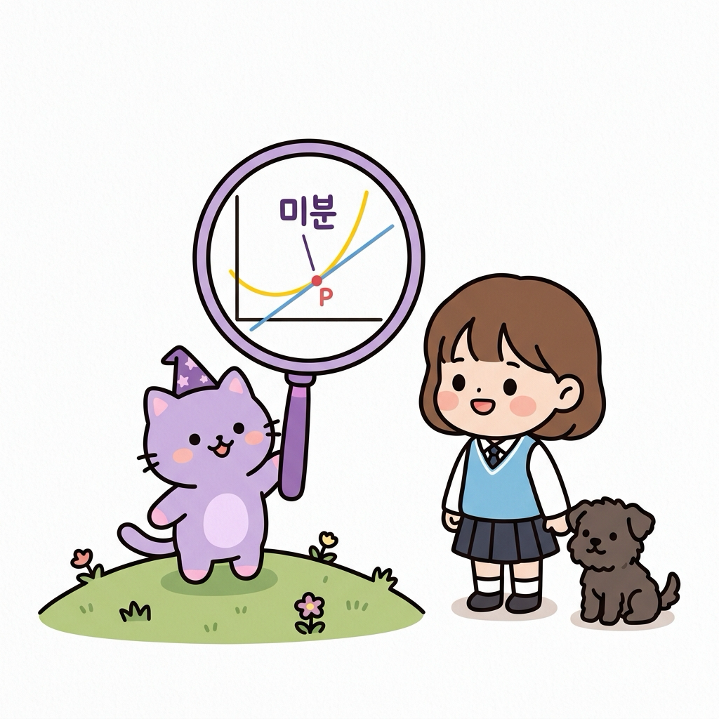 요술 돋보기로 접선의 기울기 관찰