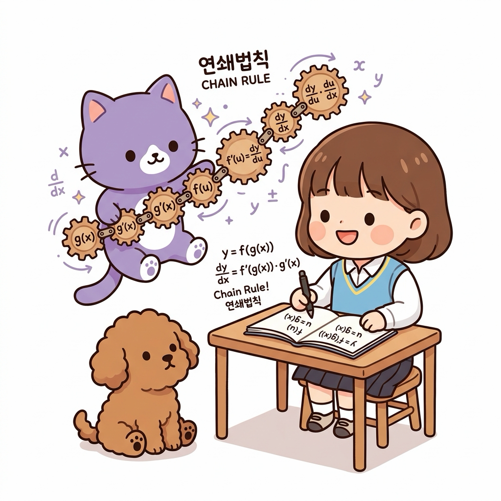 연쇄법칙 톱니바퀴 시각화