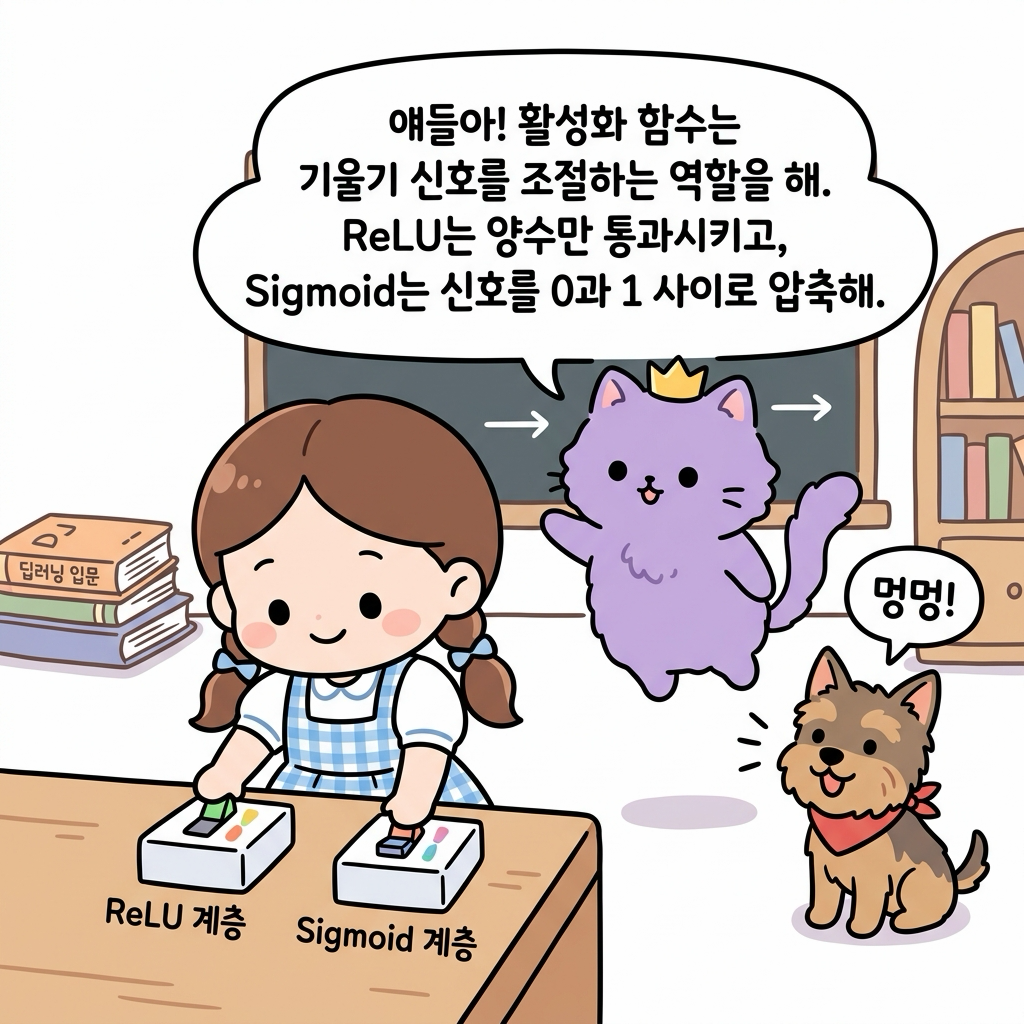 ReLU 스위치와 Sigmoid 필터 계층 시각화