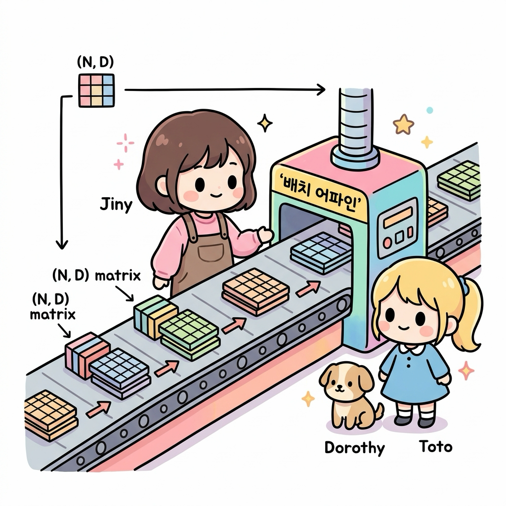 배치용 Affine 계층 병렬 처리 비유