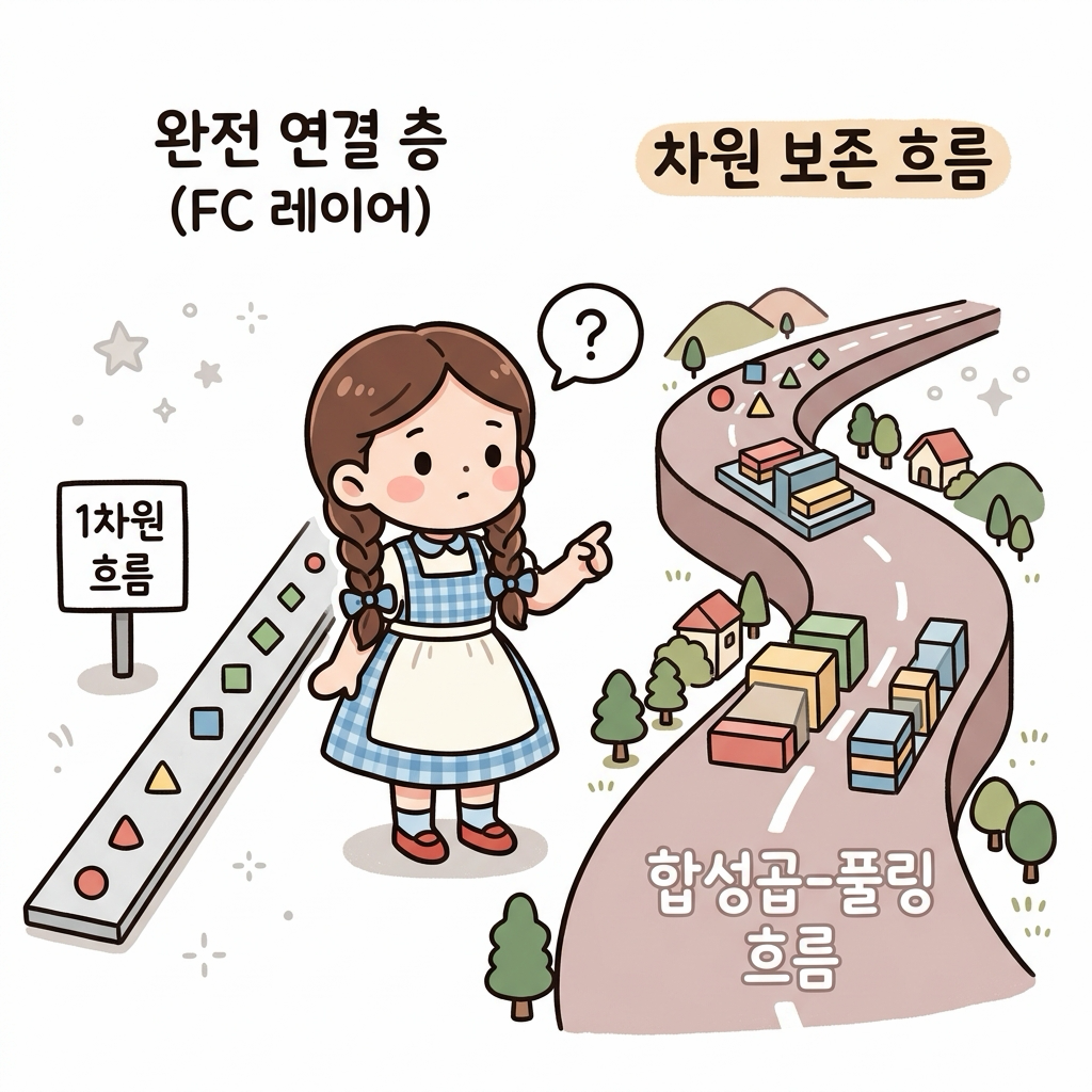 CNN과 FC 구조 비교
